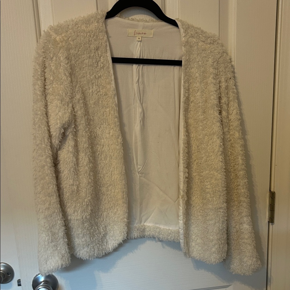 Cozy Cream Open-Front Sweater with pockets